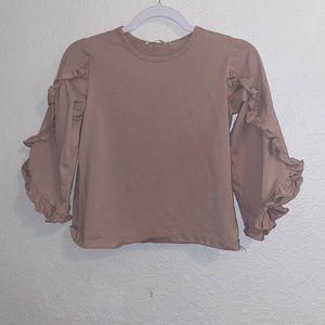 Colorful Childhood Dusty Pink Long Sleeved Ruffle Shirt. Size 160.